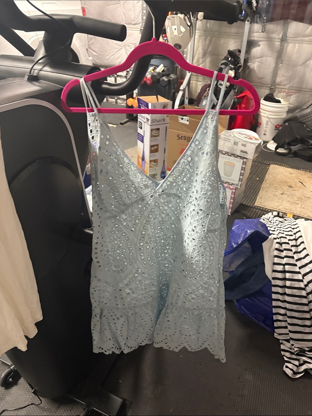 Gianni Bini Light Blue Eyelet Lace Swim Coverup